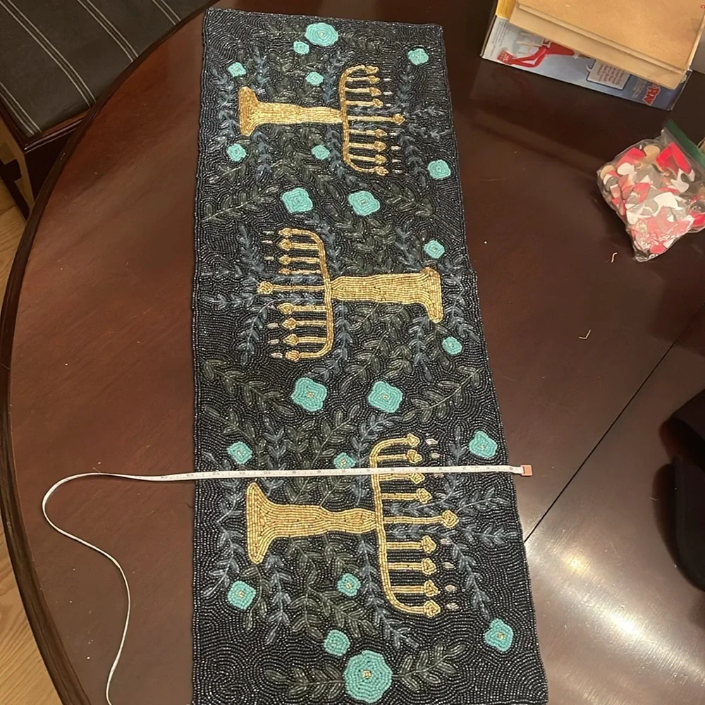 NWT celebrate together Hanukkah beaded runner